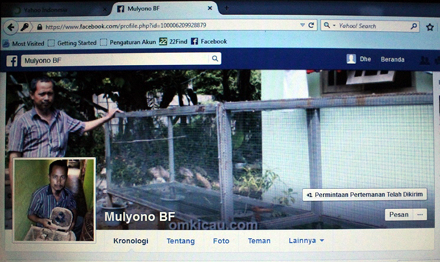 Nama Mulyono BF dicatut di facebook