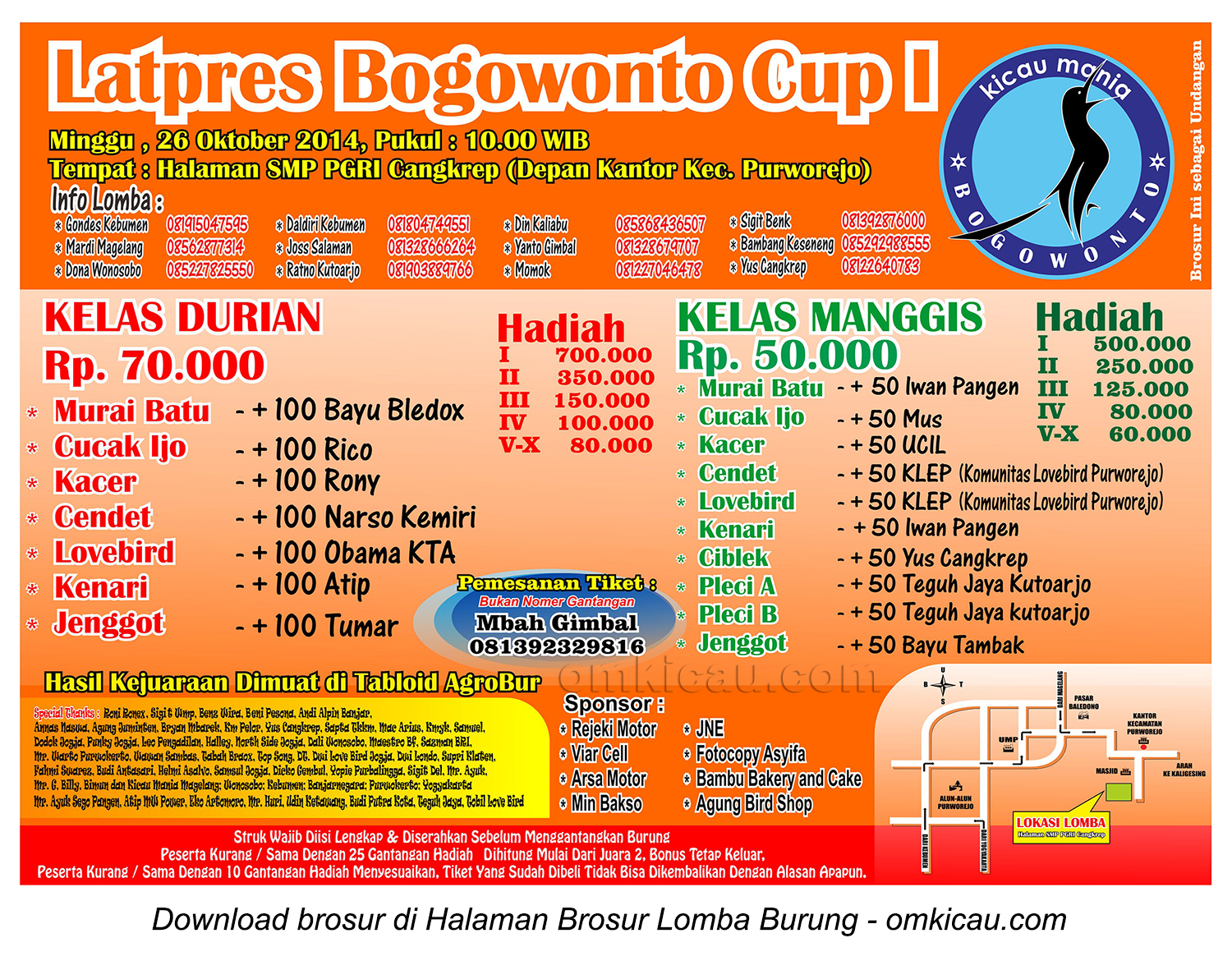 Brosur Latpres Bogowonto Cup I, Purworejo, 26 Oktober 2014