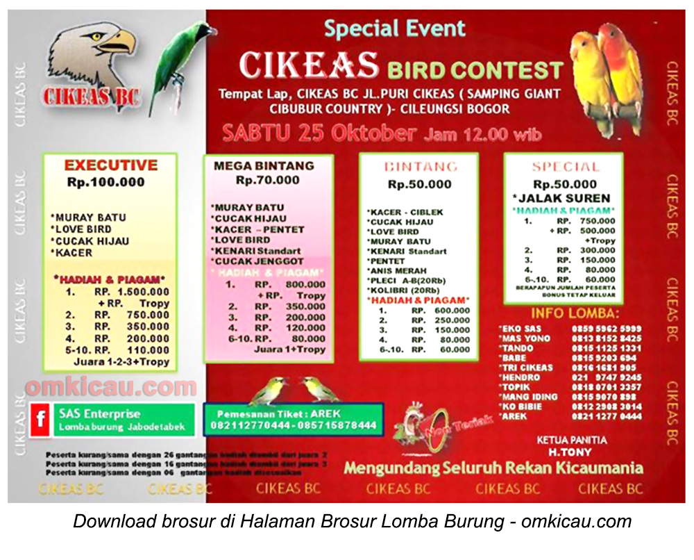 Brosur Latpres Cikeas Bird Contest, Bogor, 25 Oktober 2014