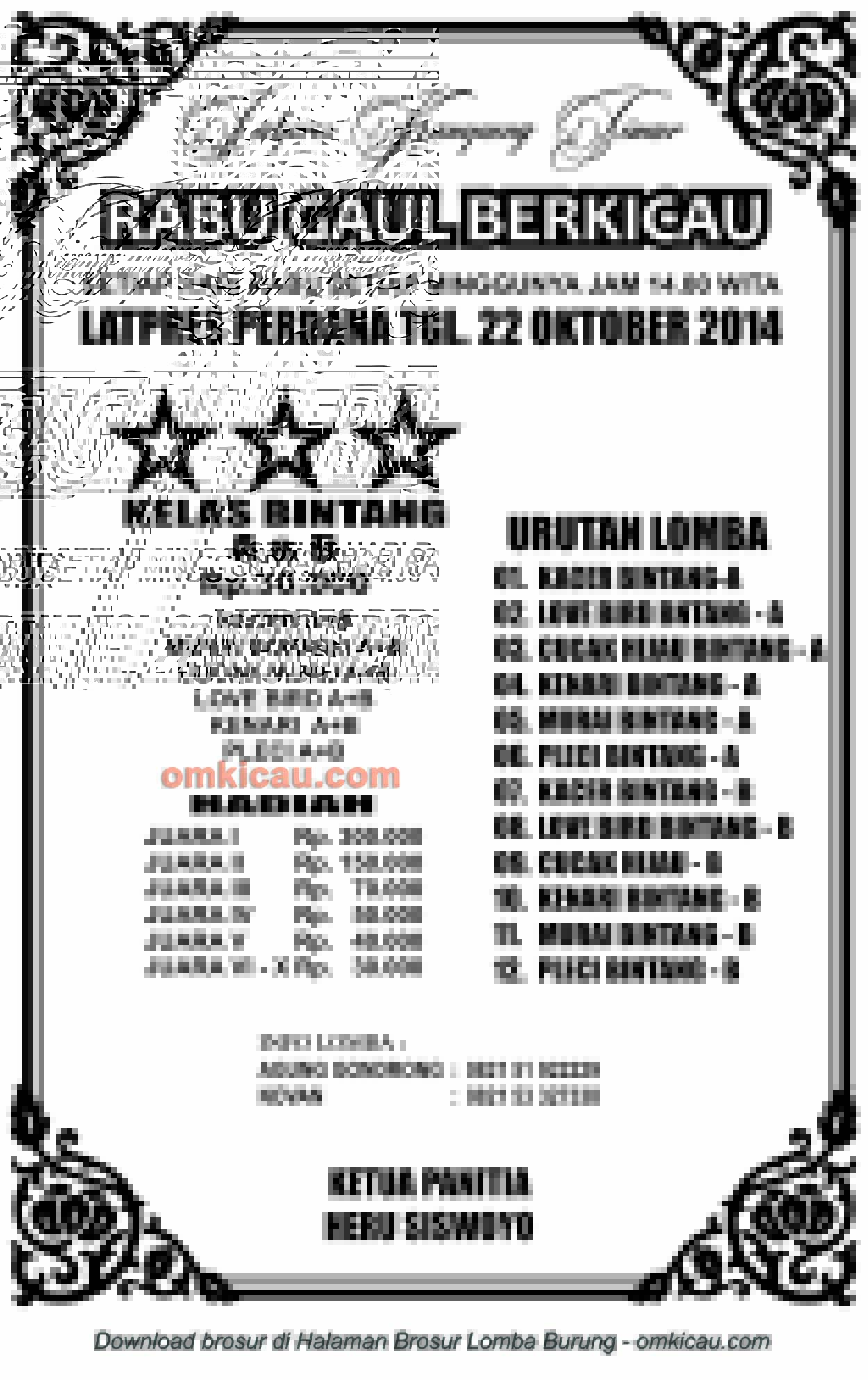 Brosur Latpres Rabu Gaul Berkicau, Balikpapan, 22 Oktober 2014