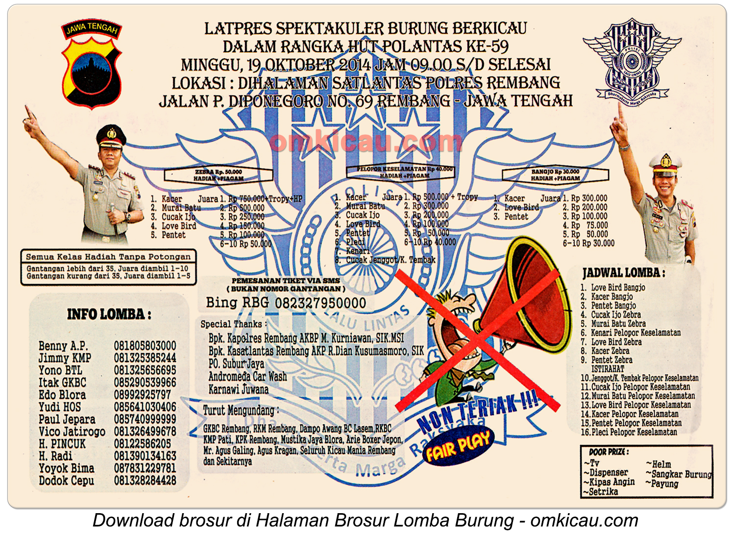 Brosur Latpres Spektakuler HUT Ke-59 Polantas, Rembang, 19 Oktober 2014