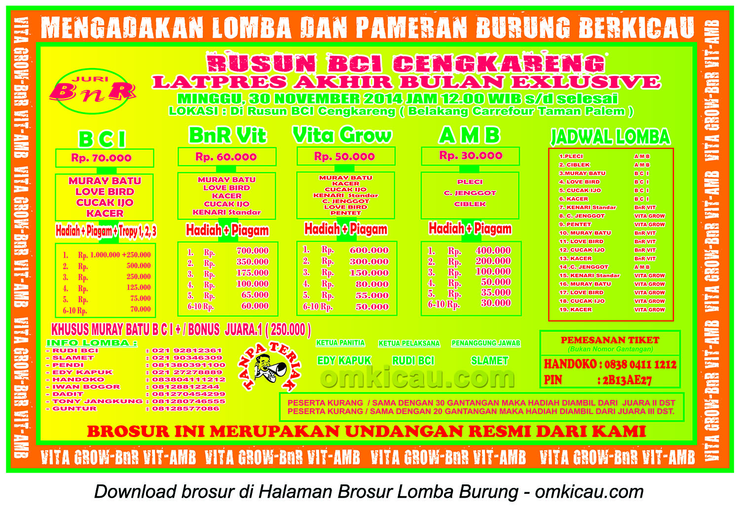 Brosur Latpres Akhir Bulan Rusun BCI Cengkareng, Jakarta Barat, 30 November 2014