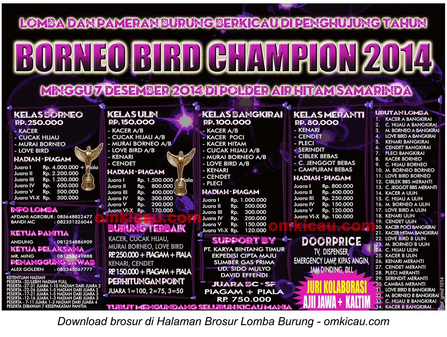 Brosur Lomba Burung Berkicau Borneo Bird Champion 2014, Samarinda, 7 Desember 2014