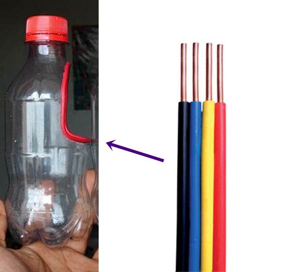Memasang bungkus kabel / isolator ke pinggiran lubang dari botol