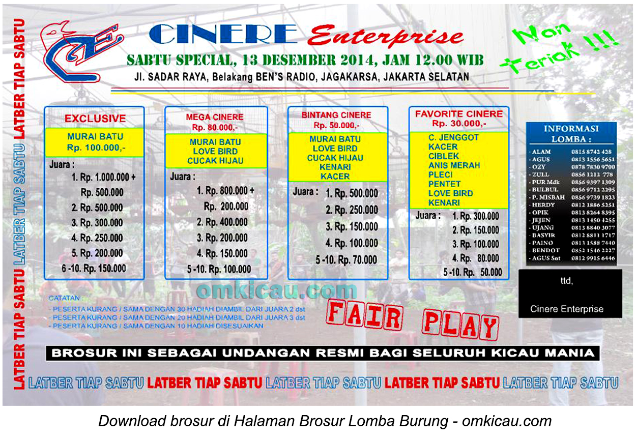 Brosur Latpres Cinere Enterprise, Jakarta, 13 Desember 2014