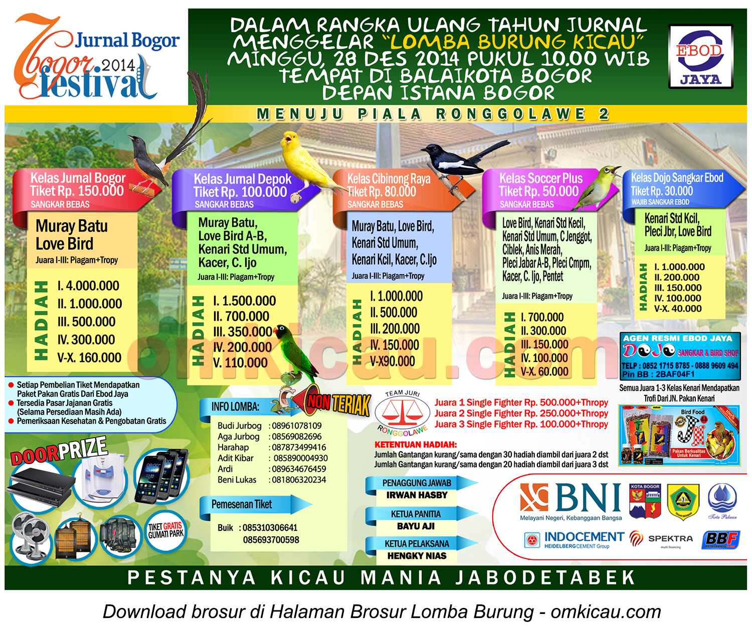 Brosur Lomba Burung Berkicau Festival HUT 7 Jurnal Bogor, 28 Desember 2014