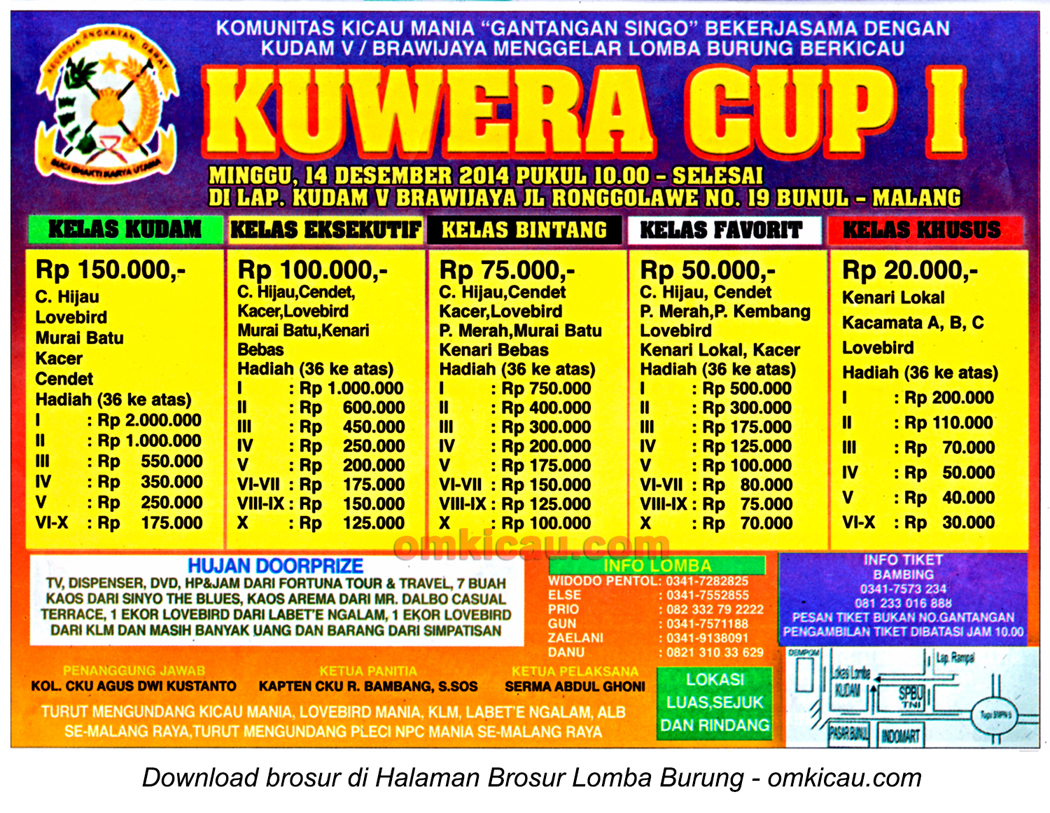 Brosur Lomba Burung Berkicau Kuwera Cup I, Malang, 14 Desember 2014