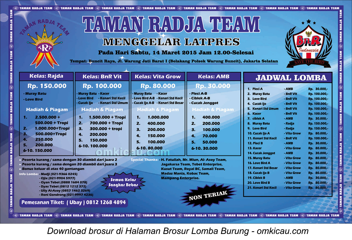 Brosur Latpres Taman Radja Team, Jakarta Selatan, 14 Maret 2015