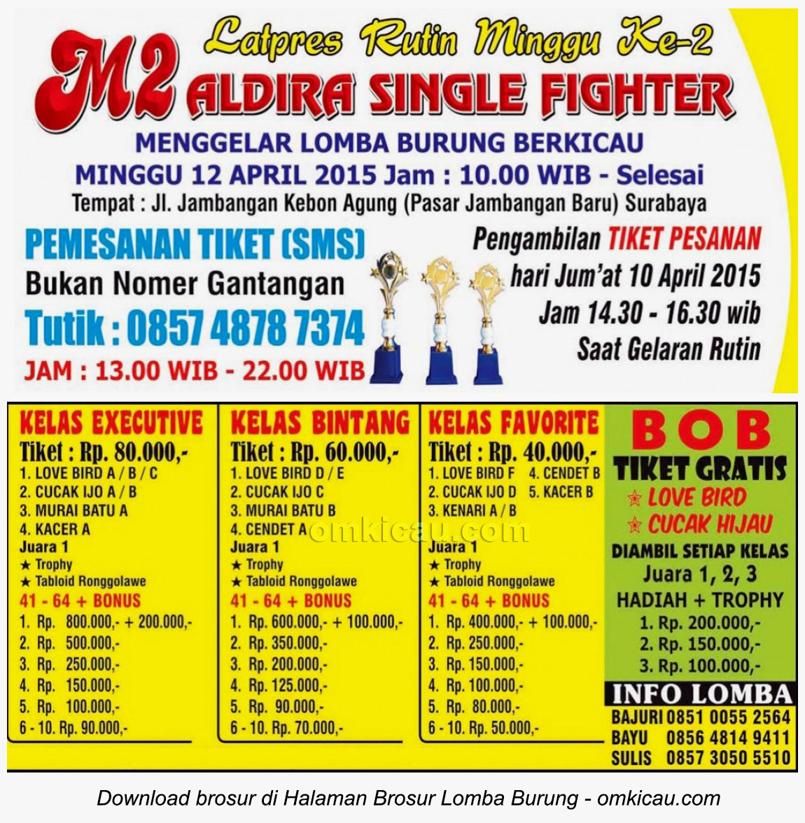 Brosur Latpres Aldira Single Fighter, Surabaya, 12 April 2015