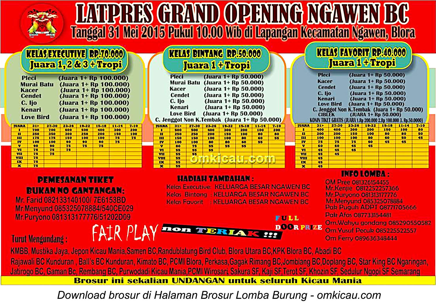 Brosur Latpres Grand Opening Ngawen BC, Blora, 31 Mei 2015