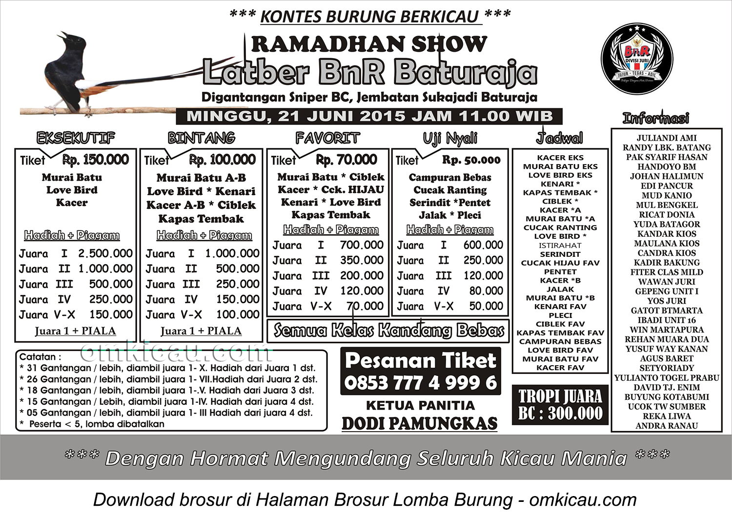 Brosur Latber BnR Baturaja Ramadhan Show, Baturaja, 21 Juni 2015