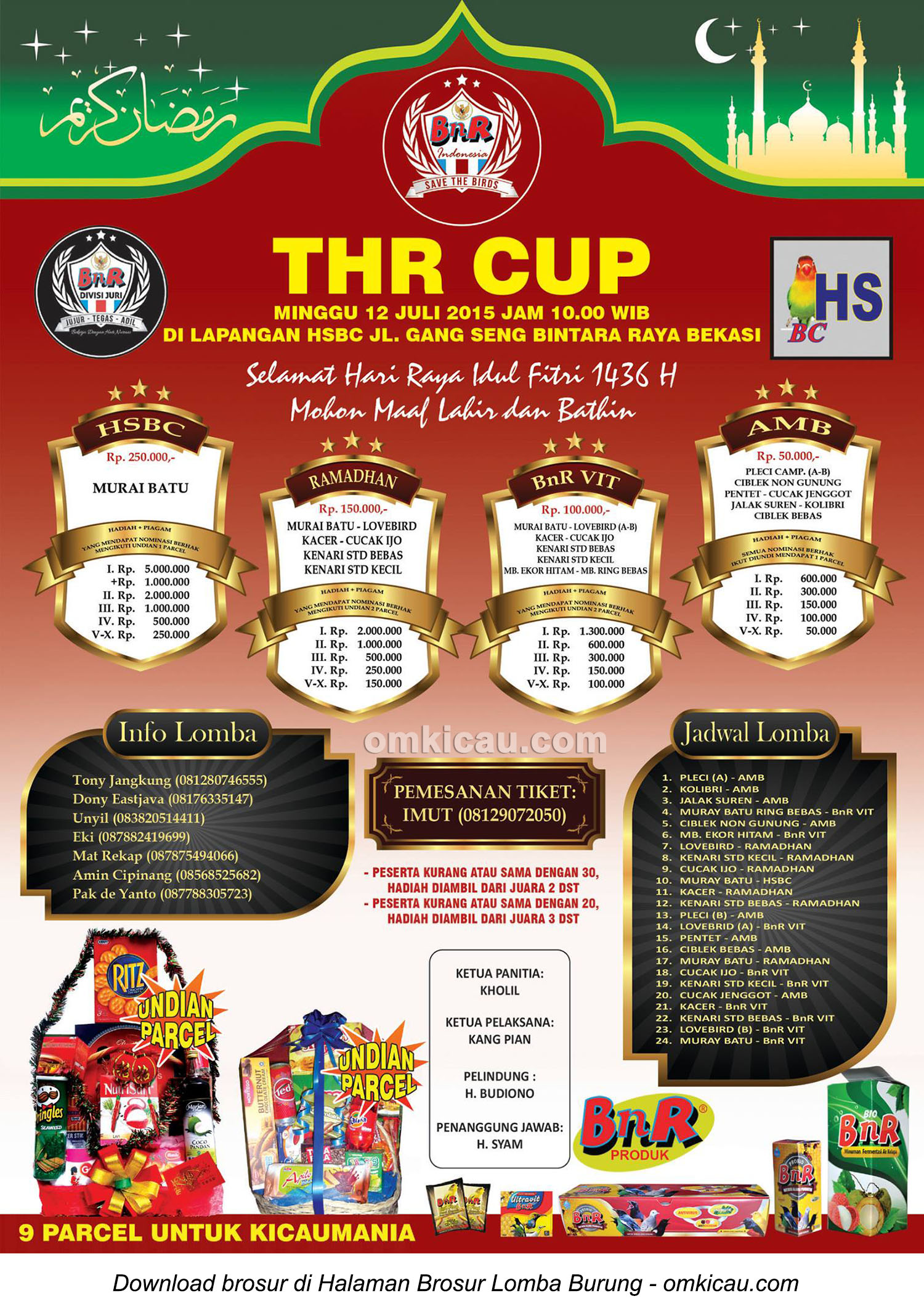 Brosur Lomba Burung Berkicau THR Cup, Bekasi, 12 Juli 2015
