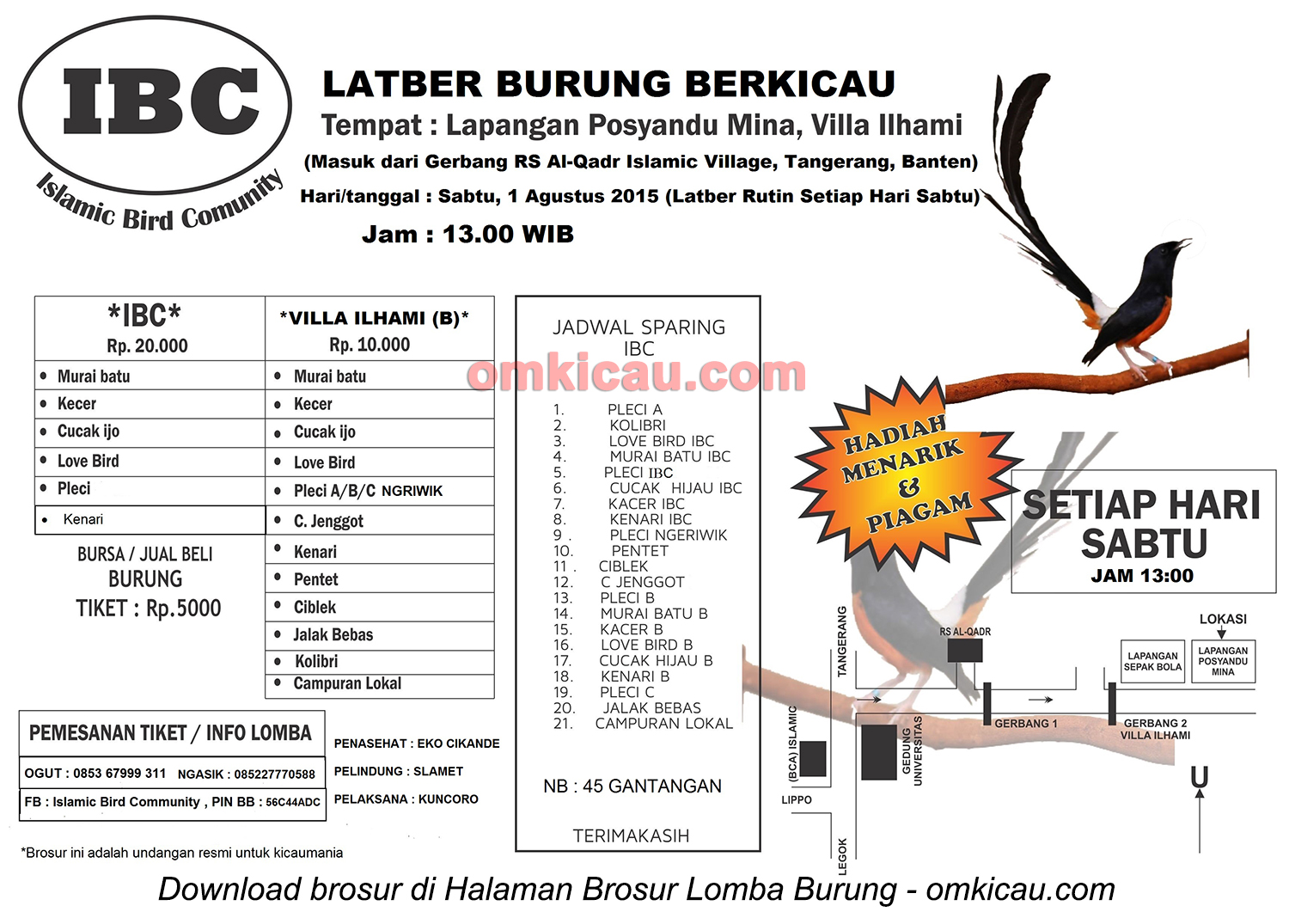 Brosur Latber Burung Berkicau IBC Tangerang setiap sabtu jam 1