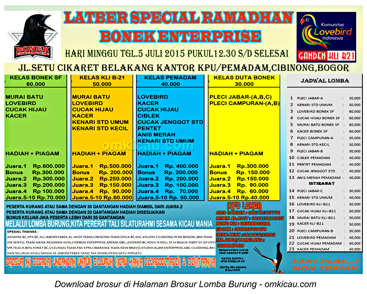Brosur Latber Special Ramadhan Bonek Enterprise, Bogor, 5 Juli 2015