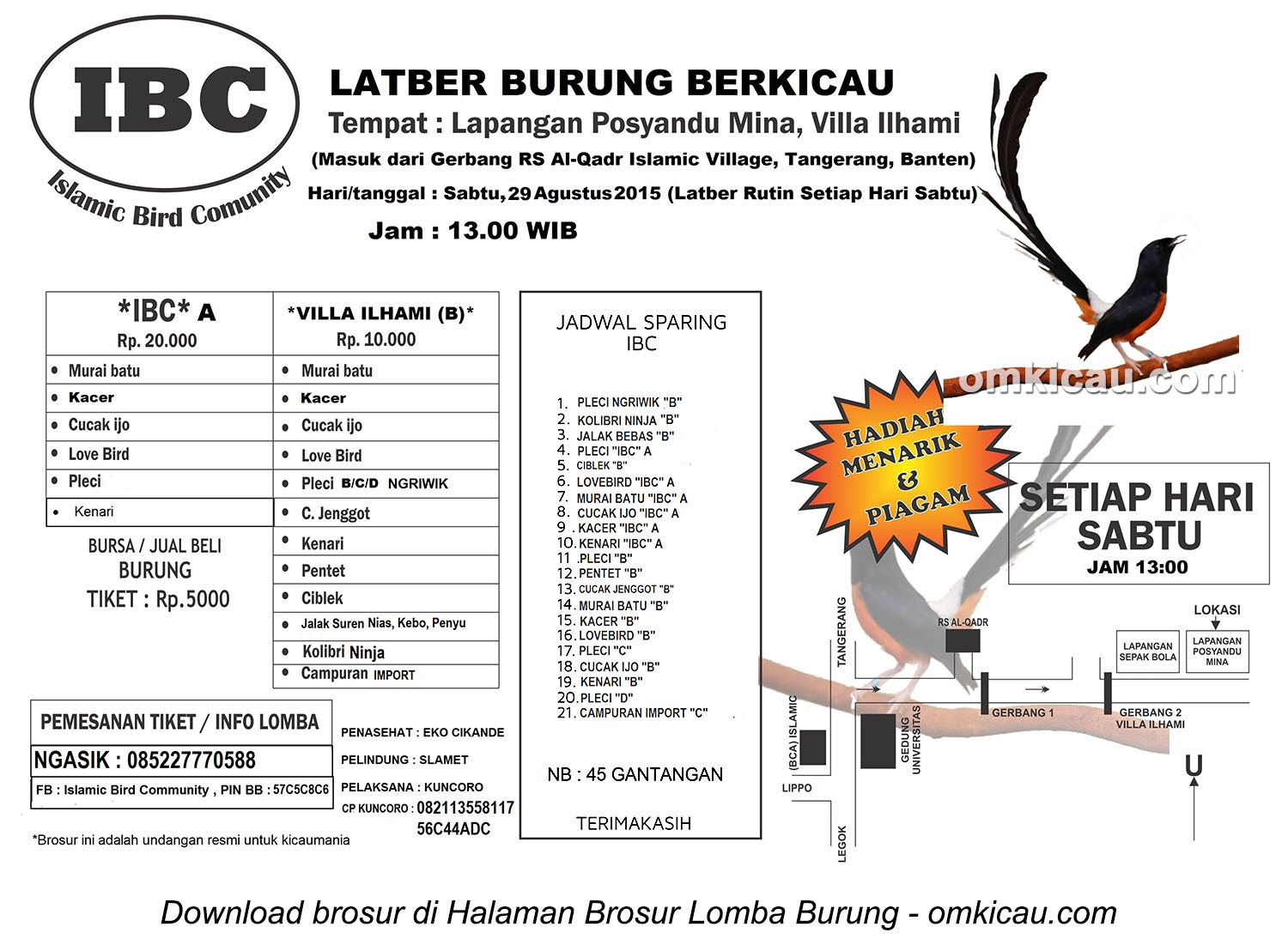Brosur Latber Burung Berkicau IBC Tangerang, Sabtu 29 Agustus 2015
