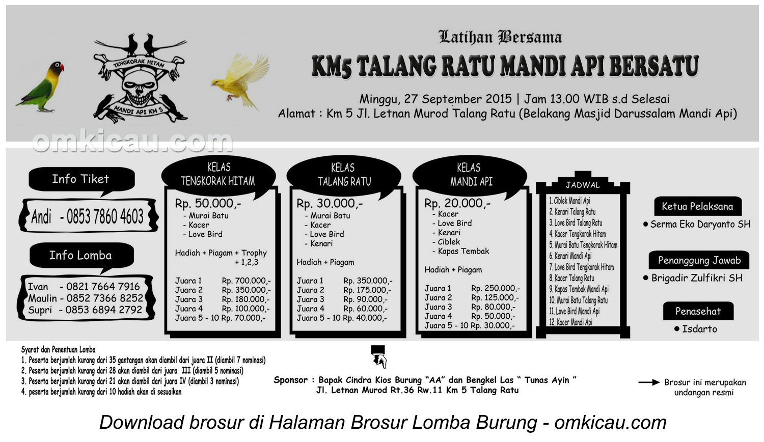 Brosur Latber KM5 Talang Ratu Mandi Api, Palembang, 27 September 2015