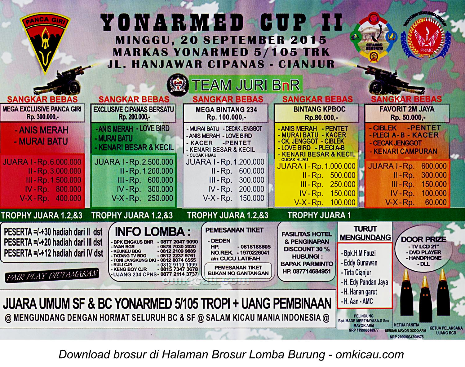 Brosur Lomba Burung Berkicau Yonarmed Cup II, Cianjur, 20 September 2015