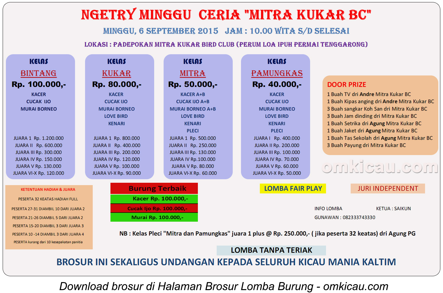 Brosur Ngetry Minggu Ceria Mitra Kukar BC, Tenggarong, 6 September 2015