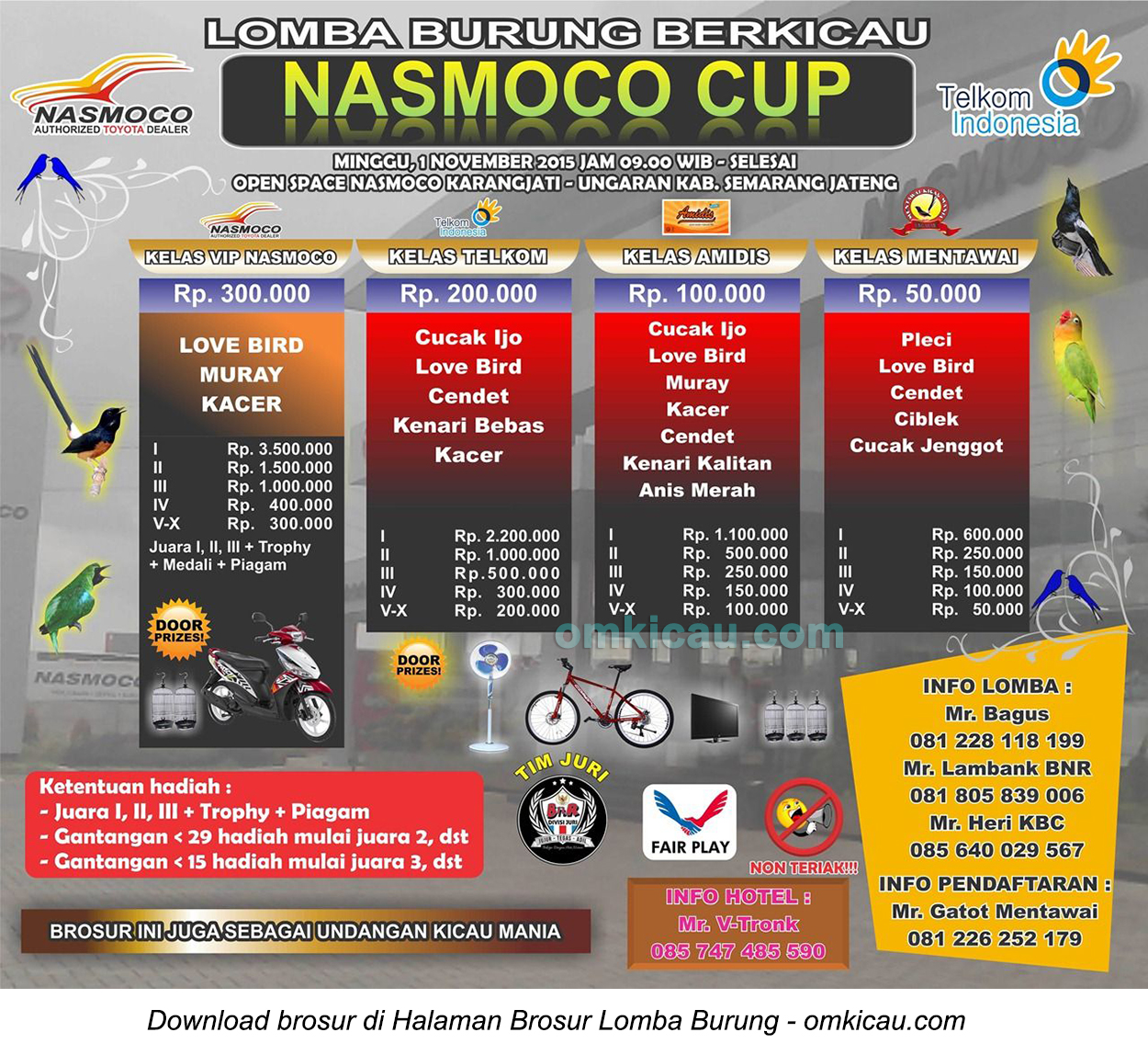Brosur Lomba Burung Berkicau Nasmoco Cup, Ungaran, 1 November 2015