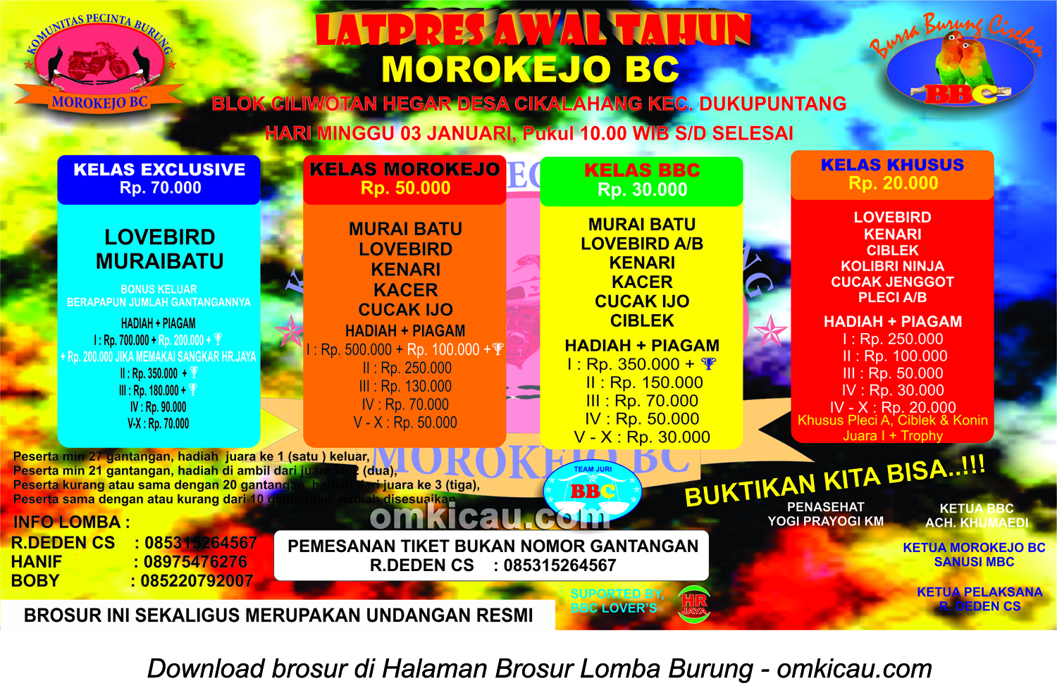Brosur Latpres Awal Tahun Morokejo BC, Cirebon, 3 Januari 2016