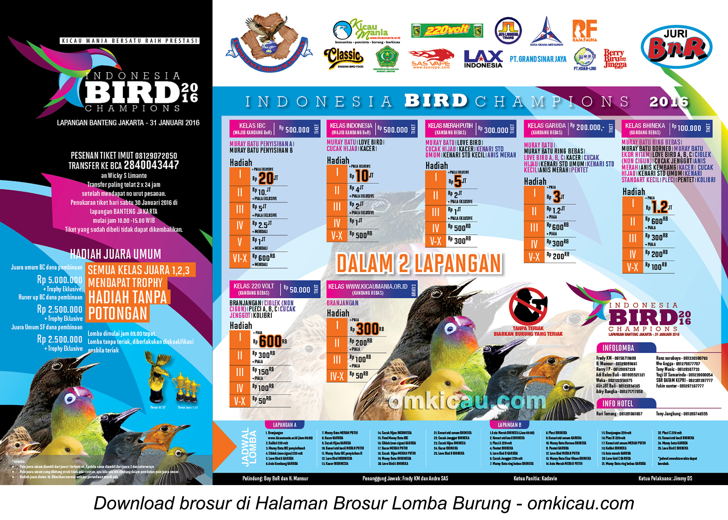 Brosur Lomba Burung Berkicau IBC Cup, Jakarta, 31 Januari 2016