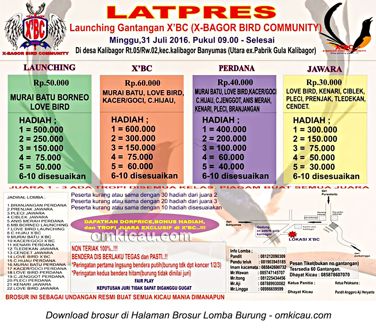 Brosur Latpres Launching Gantangan X-Bagor BC, Banyumas, 31 Juli 2016