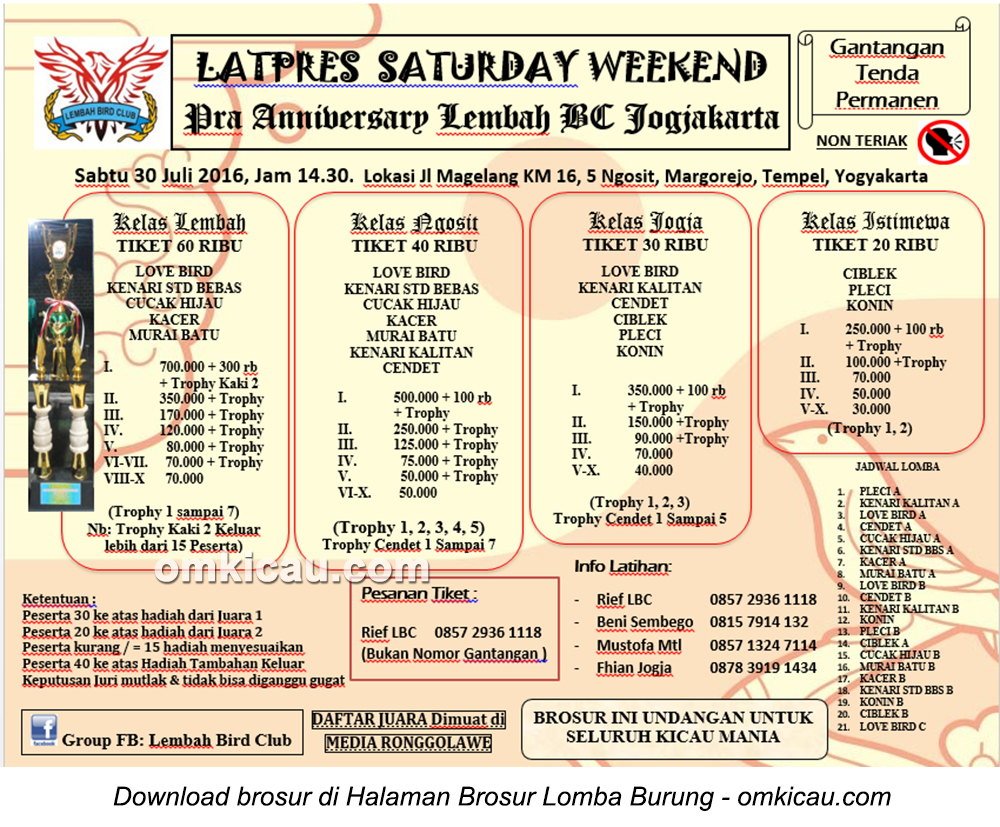 Brosur Latpres Saturday Weekend Pra-Anniversary Lembah BC, Jogja, 30 Juli 2016