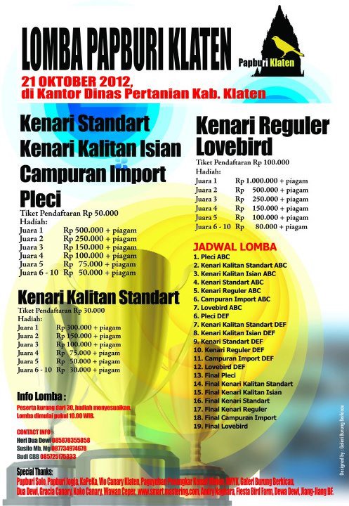 Lomba Burung Papburi Klaten 21 Oktober 2012