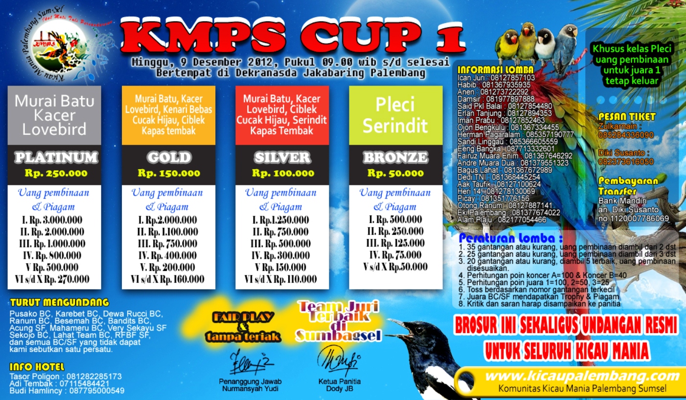 Lomba Burung KMPS Cup 1 - Minggu 9 Desember 2012 - Palembang