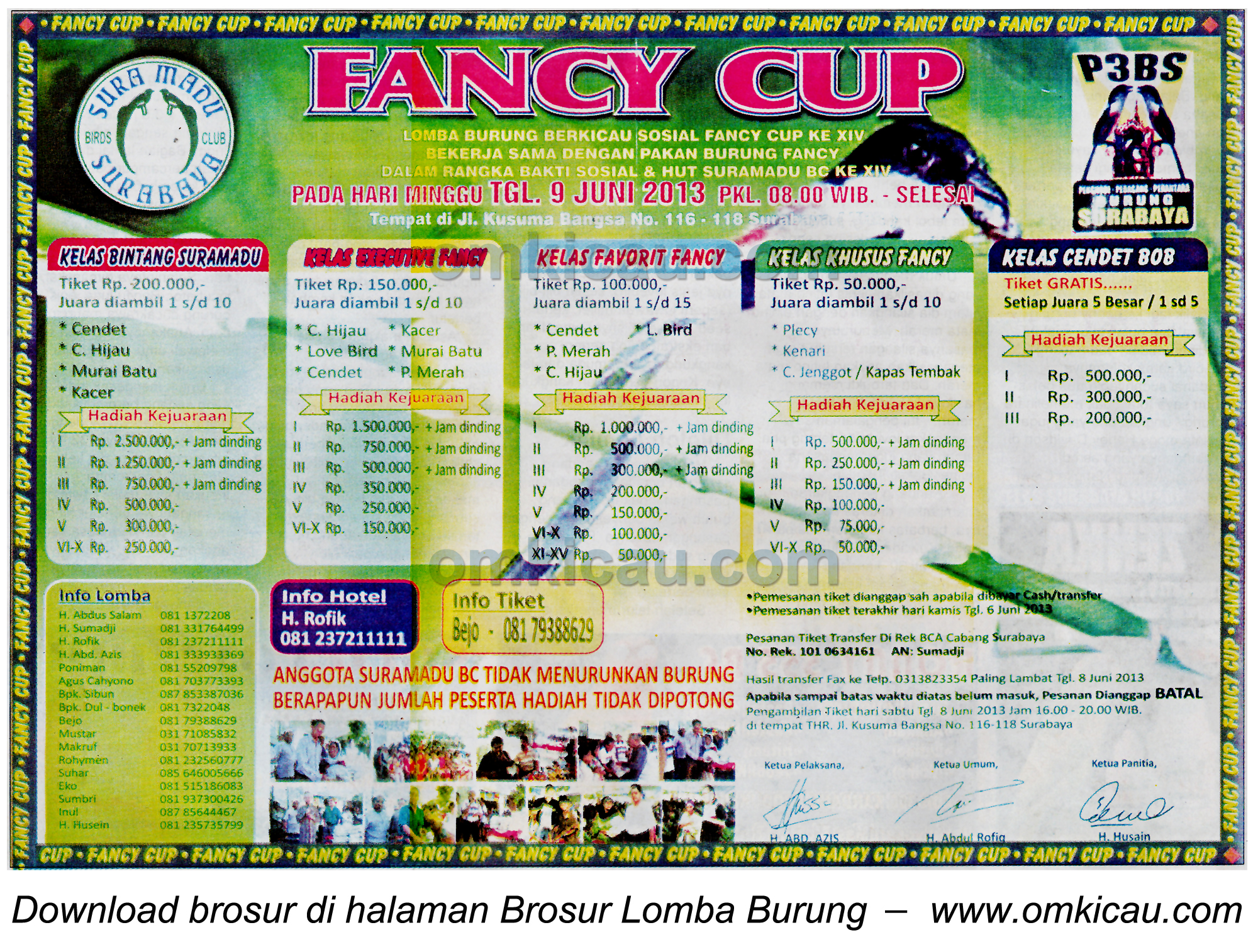 Brosur Lomba Burung Fancy Cup, Surabaya, 9 Juni 2013