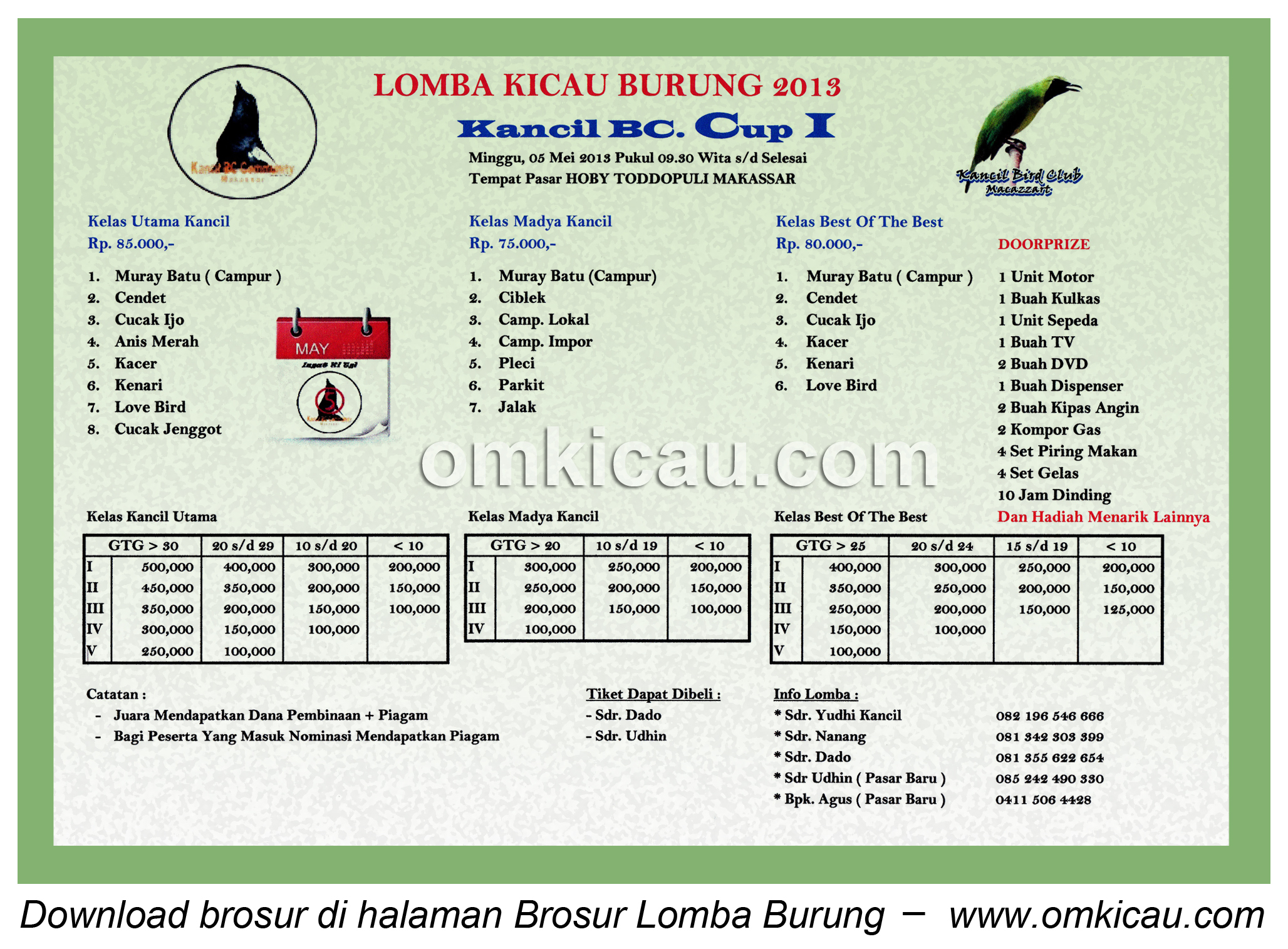 Brosur Lomba Kancil BC Makassar - 5 Mei 2013