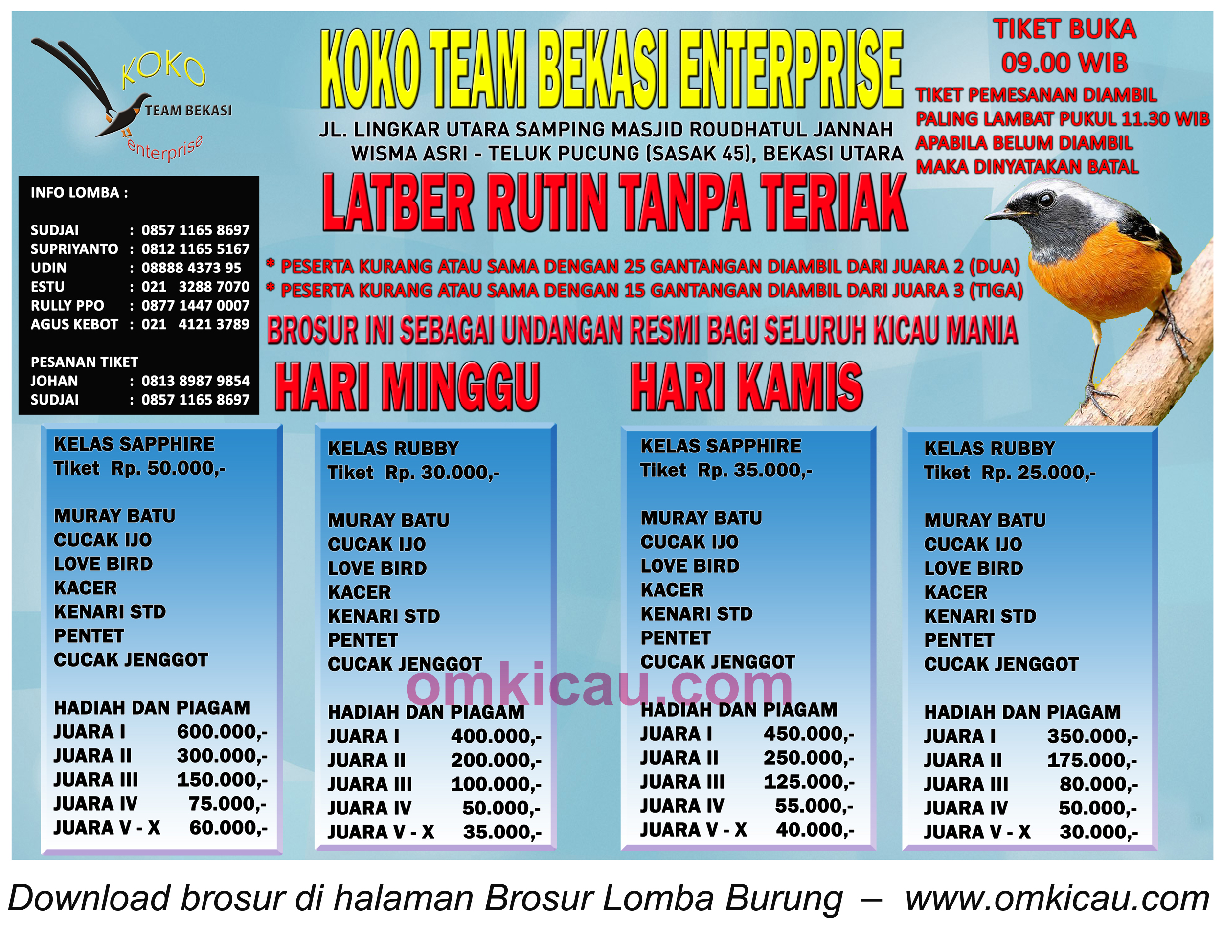 Brosur Latber Koko Team Bekasi - Minggu dan Kamis