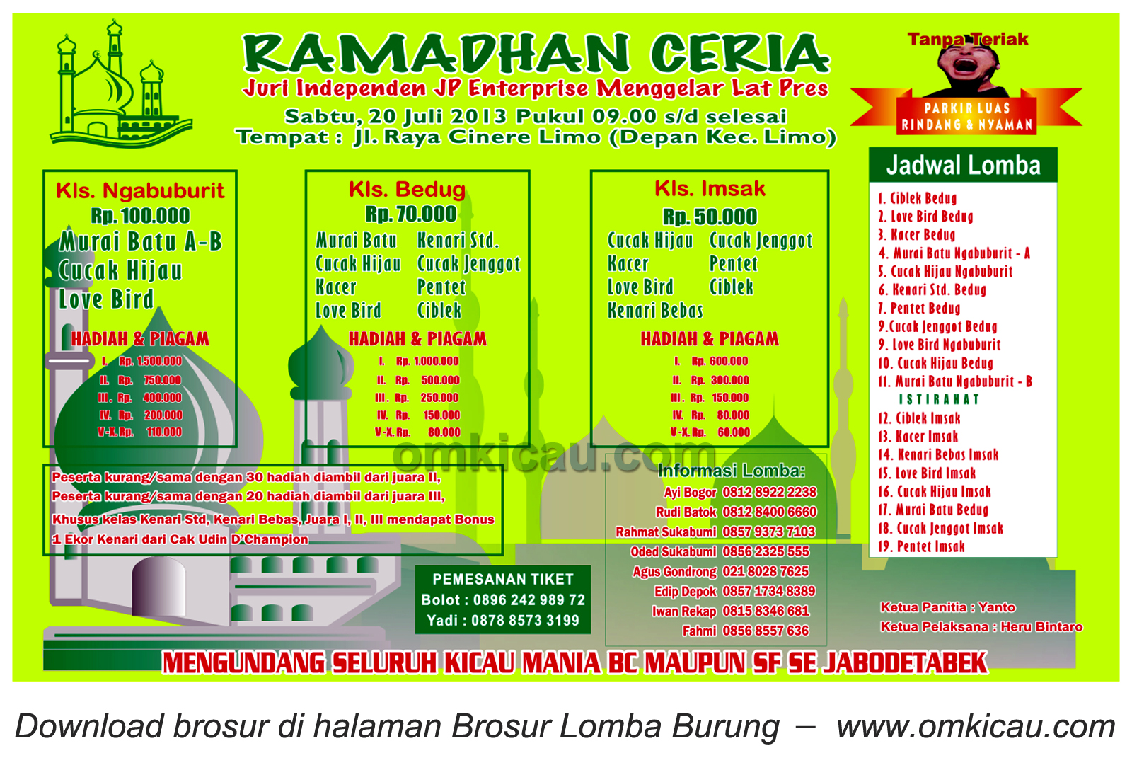 Brosur Latpres Ramadhan Ceria JP Ent Depok 20 Juli 2013