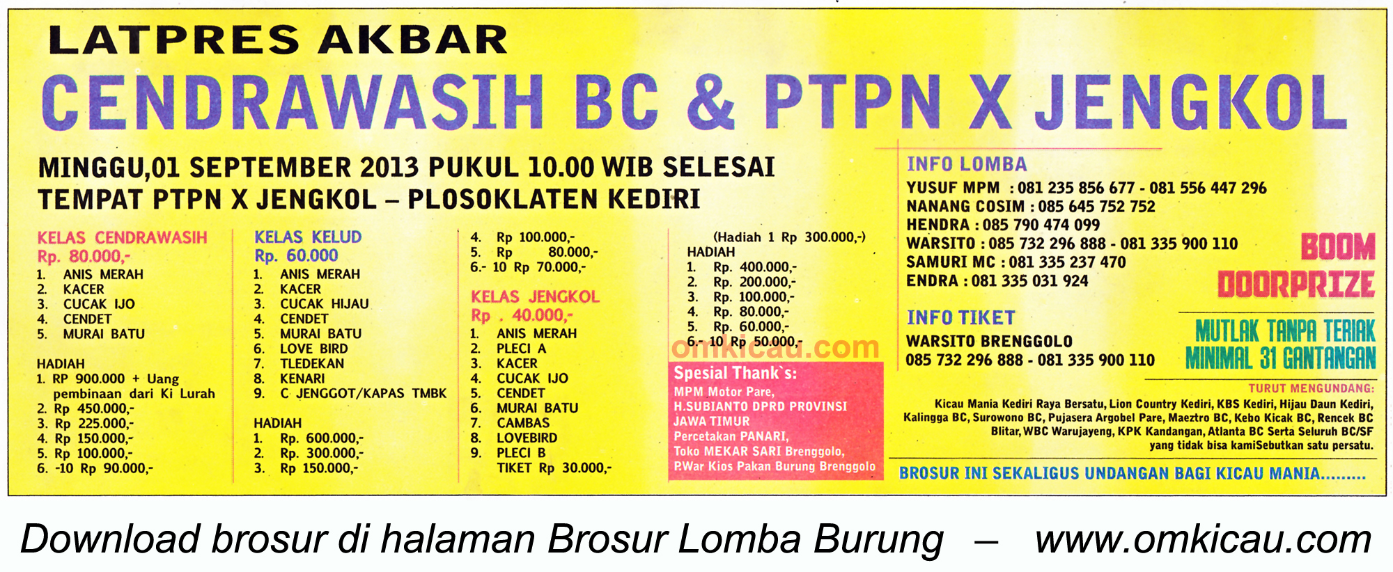 Brosur Latpres Akbar Cendrawasih BC Kediri 1 Sept 2013