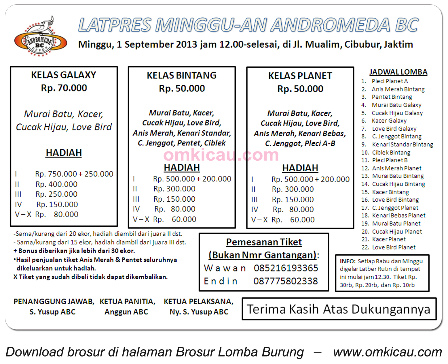 Brosur Latpres Andromeda BC Jakarta 1 Sept 2013