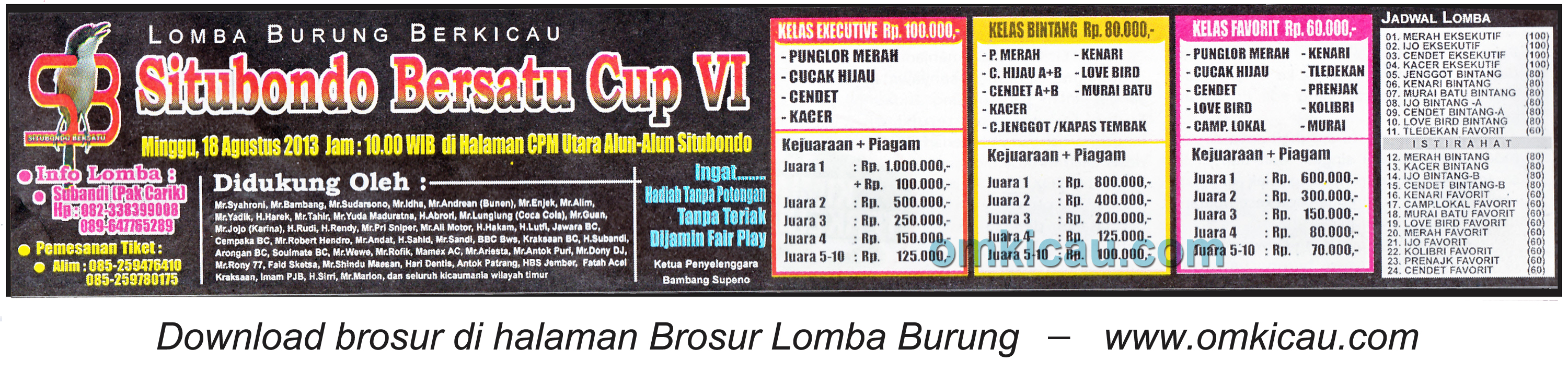 Brosur Lomba Situbondo Bersatu Cup IV 25 Agustus 2013
