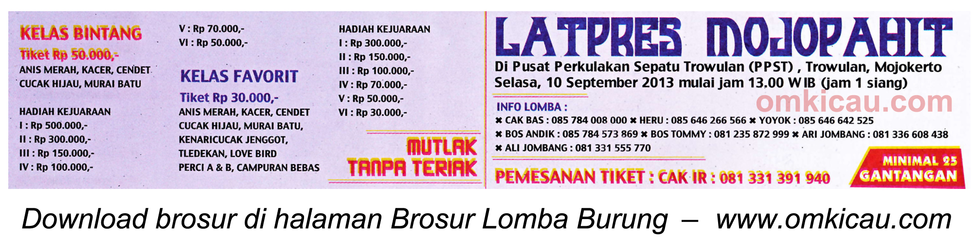 Brosur Latpres Mojopahit, Mojokerto, 10 September 2013