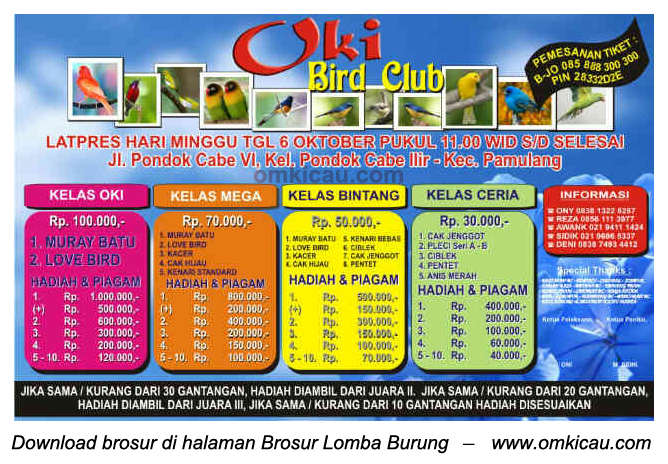 Brosur Latpres OKI Bird Club, Pamulang, 6 Oktober 2013