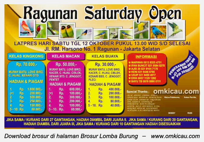 Brosur Ragunan Saturday Open, Jakarta, 12 Oktober 2013