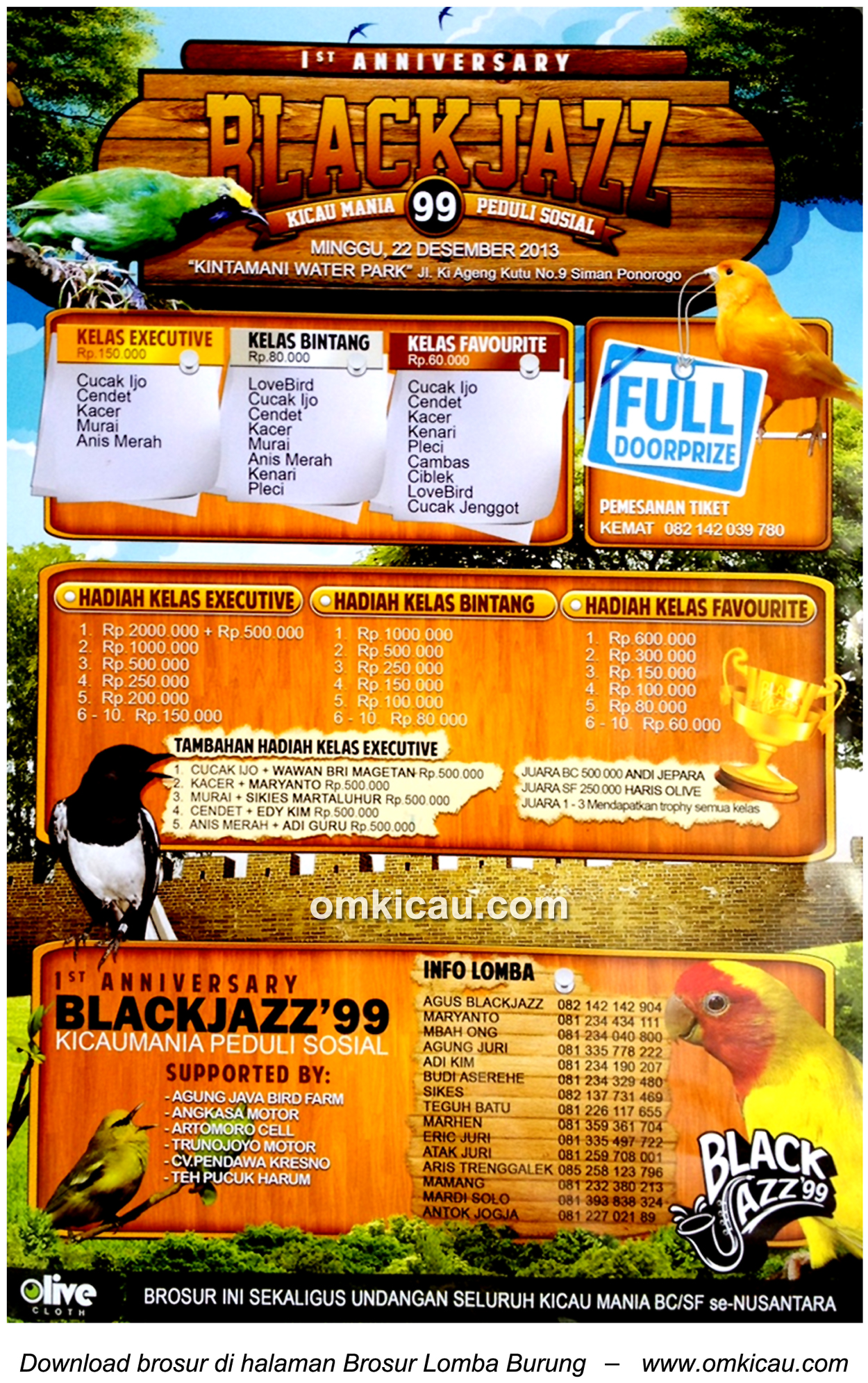 Brosur Lomba Burung Berkicau 1st Anniversary BlackJazz 99, Ponorogo, 22 Desember 2013