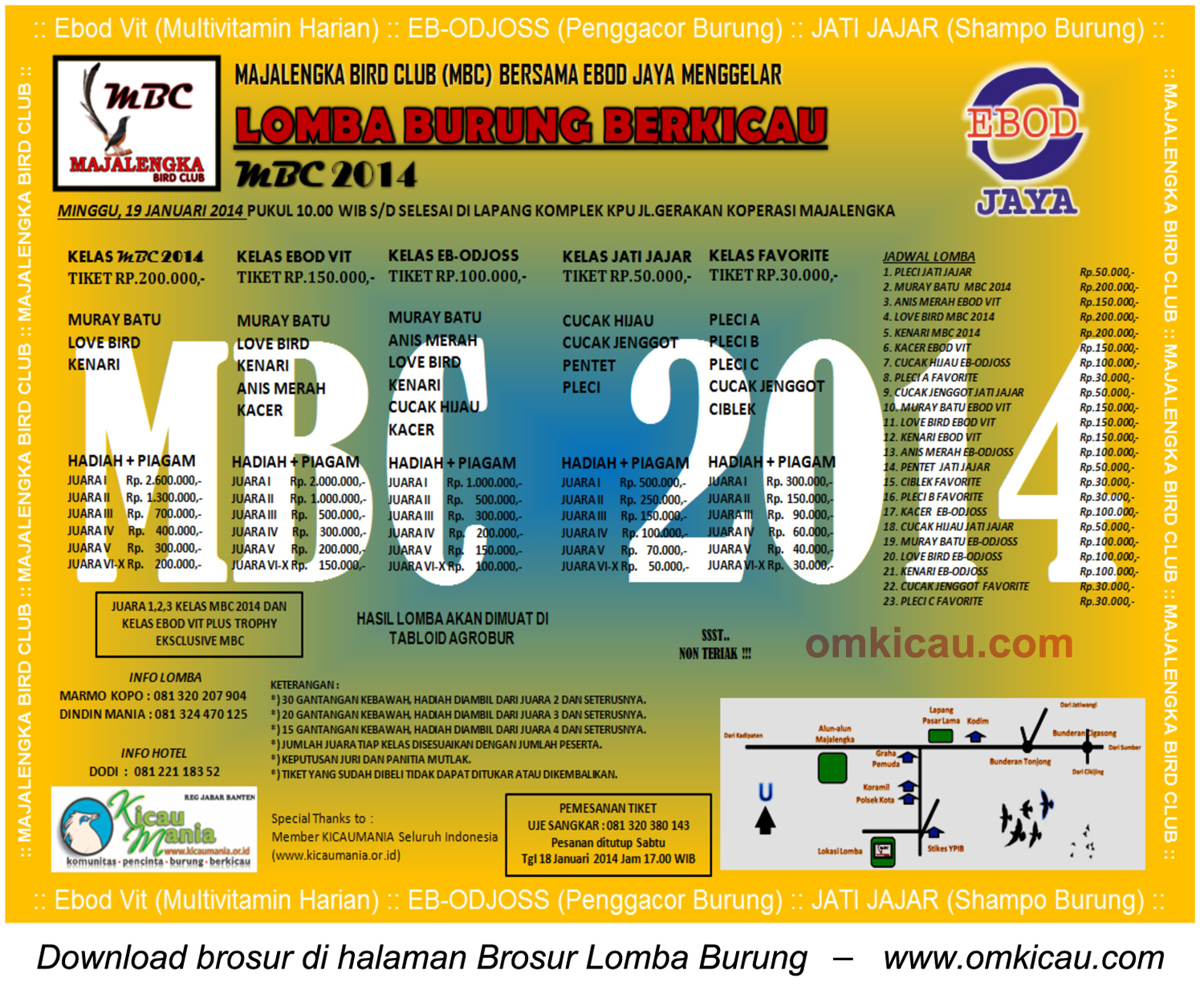 Brosur Lomba Burung Berkicau MBC 2014, Majalengka, 19 Januari 2014
