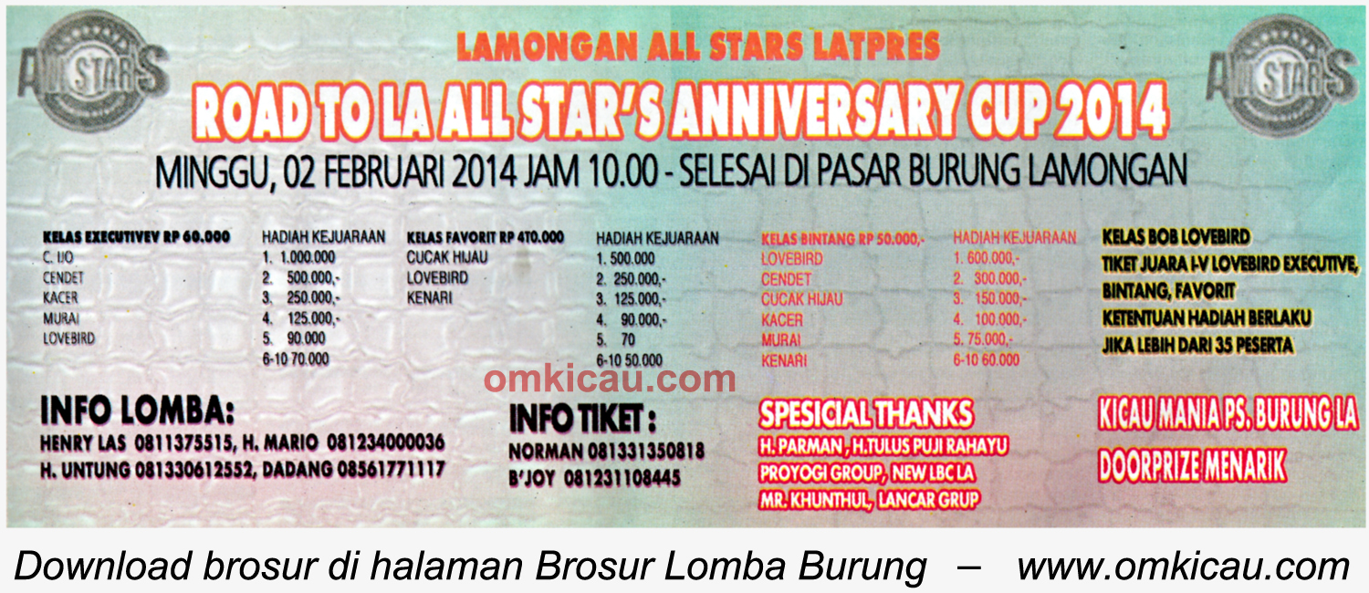 Brosur Latpres Road to All Star's Anniversary Cup, Lamongan, 2 Februari 2014