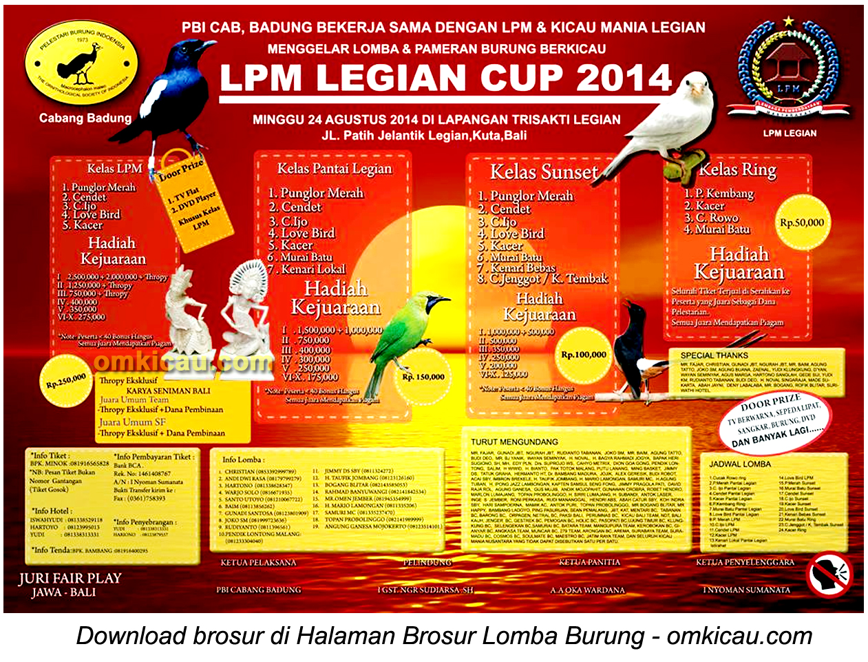 Brosur Lomba Burung Berkicau LPM Legian Cup, Kuta, 24 Agustus 2014