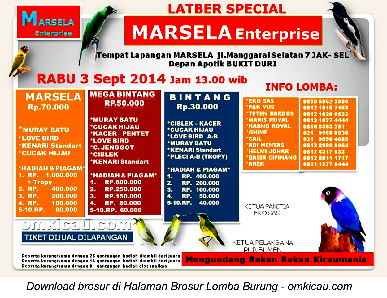 Brosur Latber Special Marsela Enterprise, Jakarta Selatan, 3 September 2014