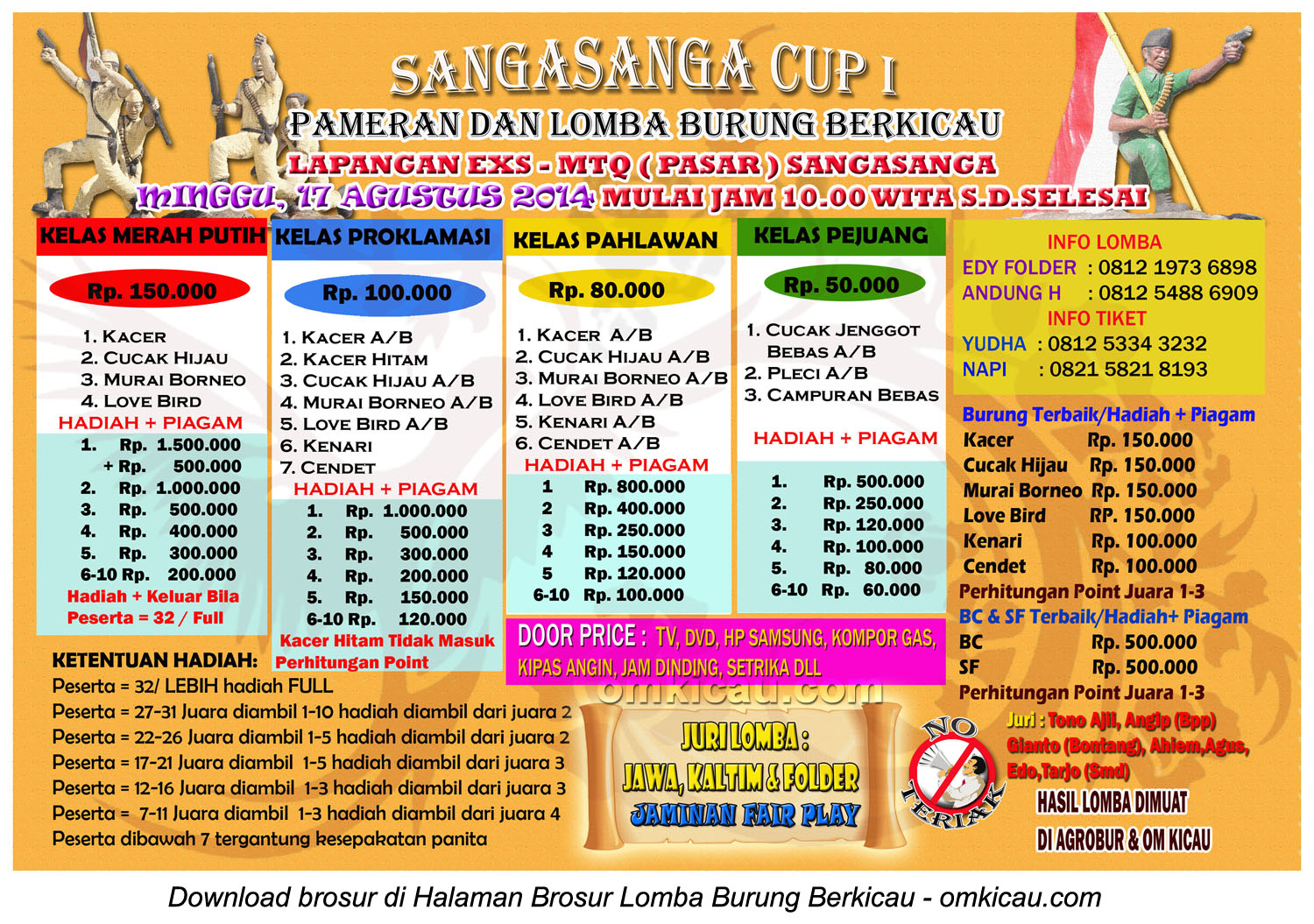Brosur Lomba Burung Berkicau SangaSanga Cup I, Sanga-Sanga, 17 Agustus 2014