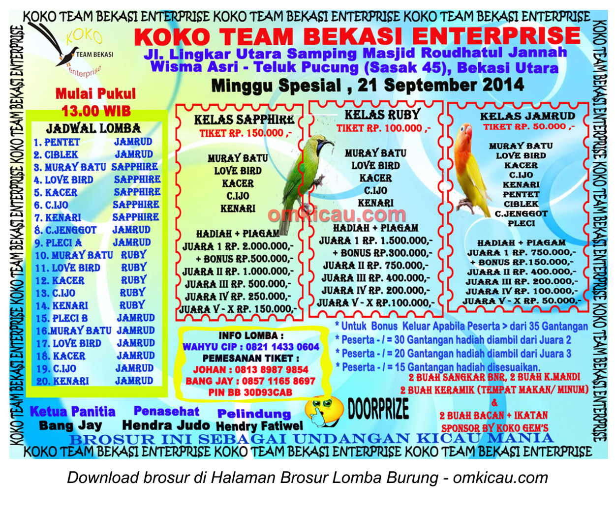 Brosur Latpres Koko Team Bekasi Enterprise, Bekasi, 21 September 2014