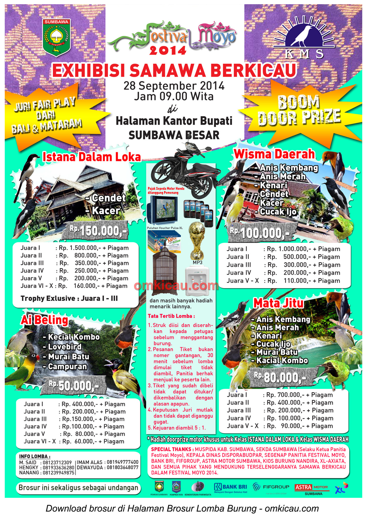 Brosur Lomba Burung Berkicau Exhibisi Samawa Berkicau, Sumbawa Besar, 28 September 2014