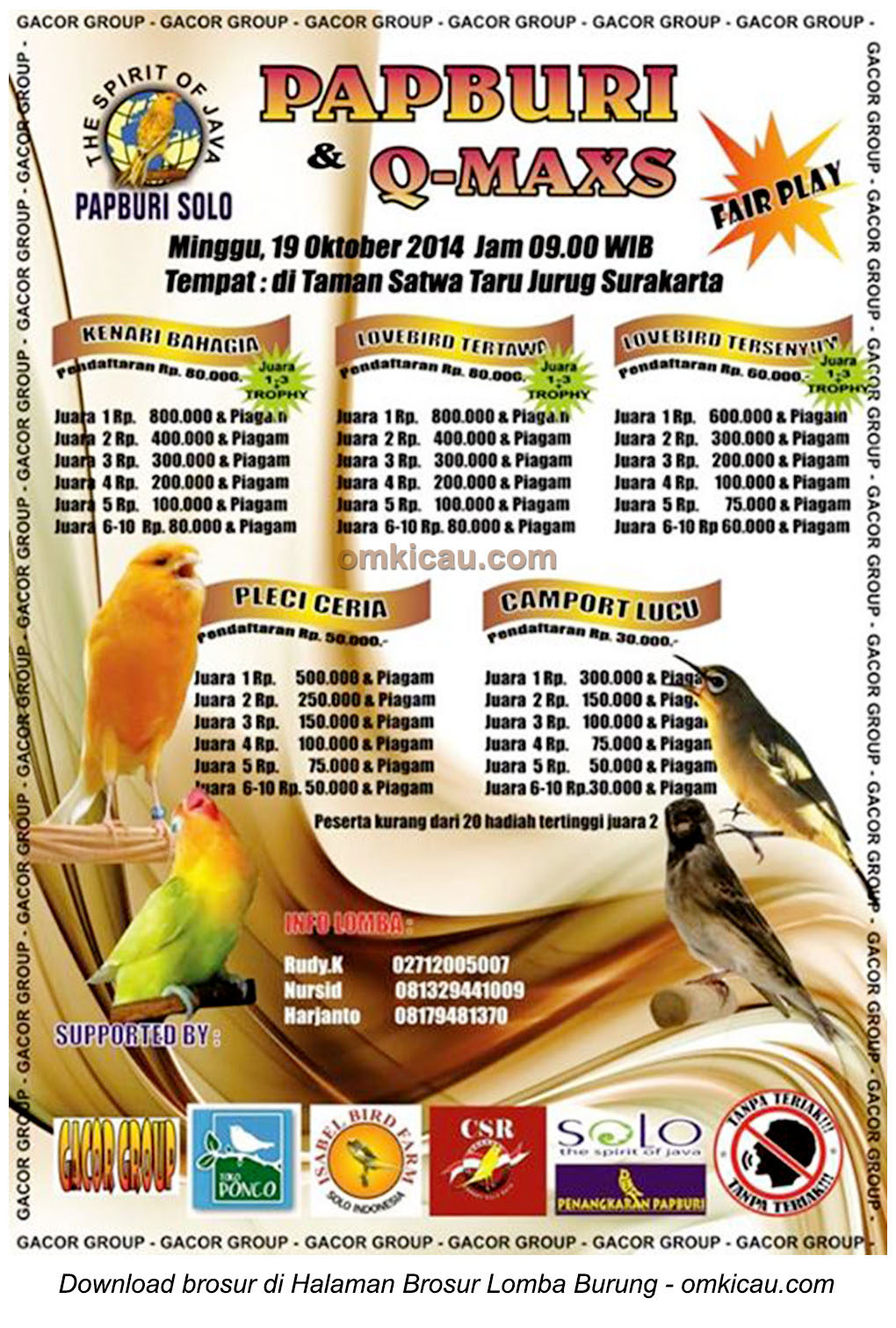 Brosur Lomba Burung Berkicau Papburi Solo 19 Oktober 2014