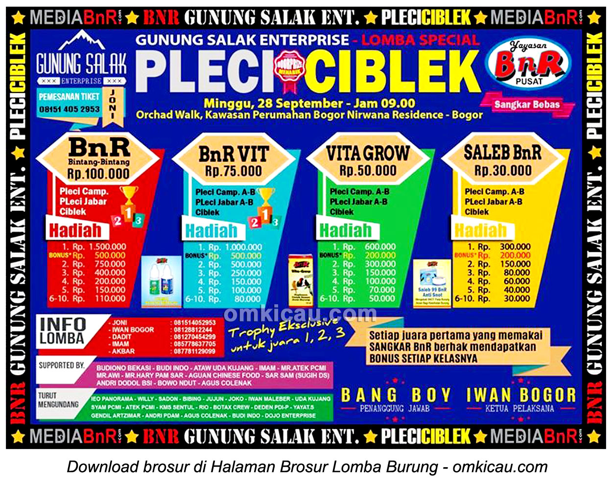 Brosur Lomba Special Pleci & Ciblek, Bogor, 28 September 2014