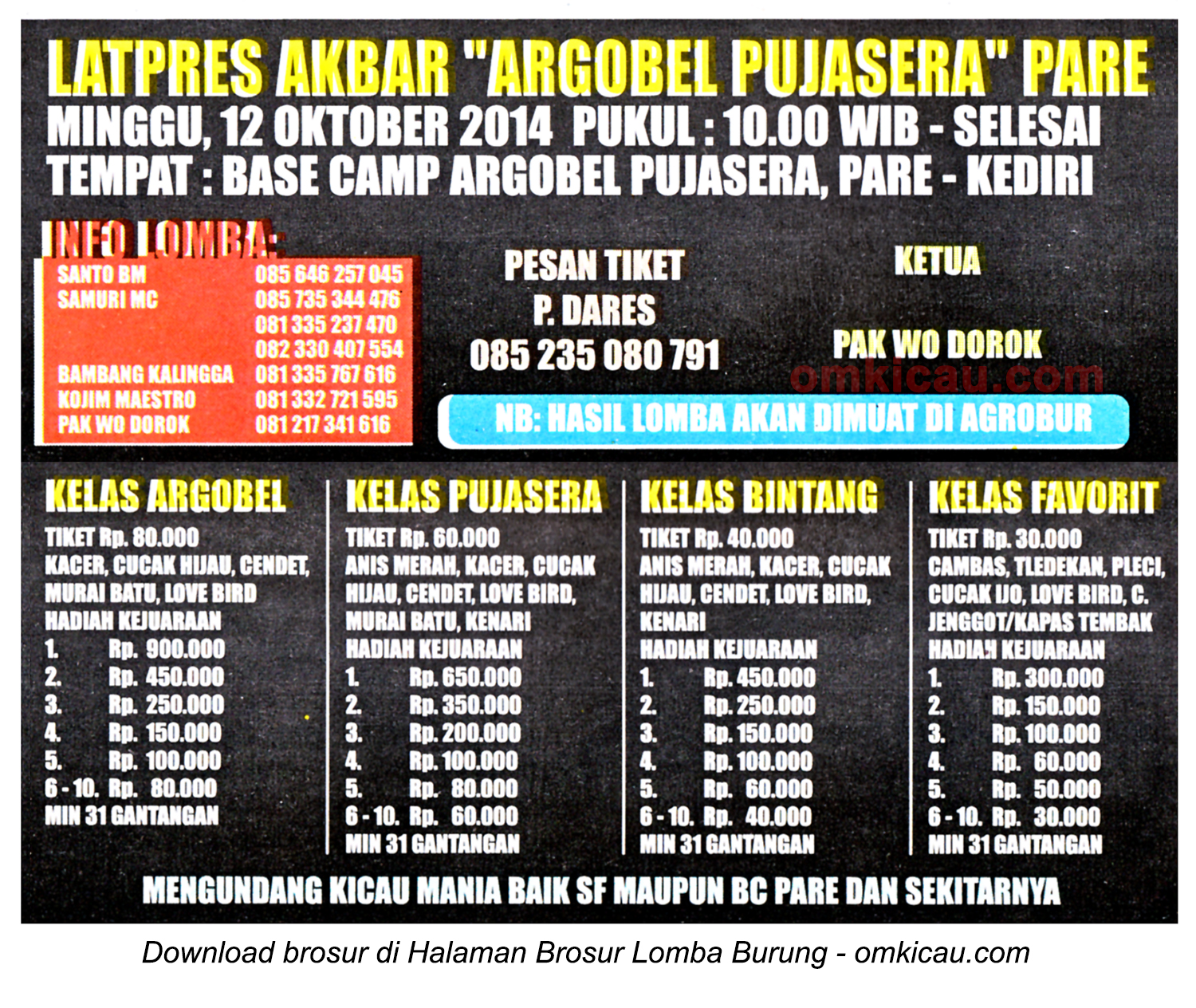 Brosur Latpres Akbar Argobel Pujasera Pare, Kediri, 12 Oktober 2014